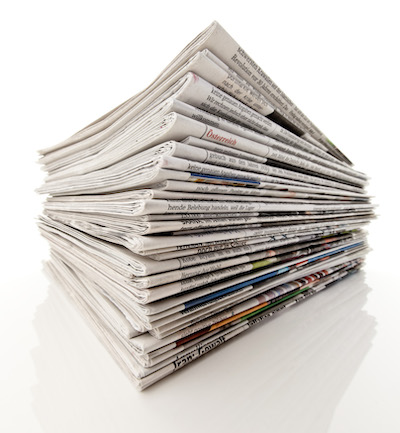 Old newspapers and magazines in a pile